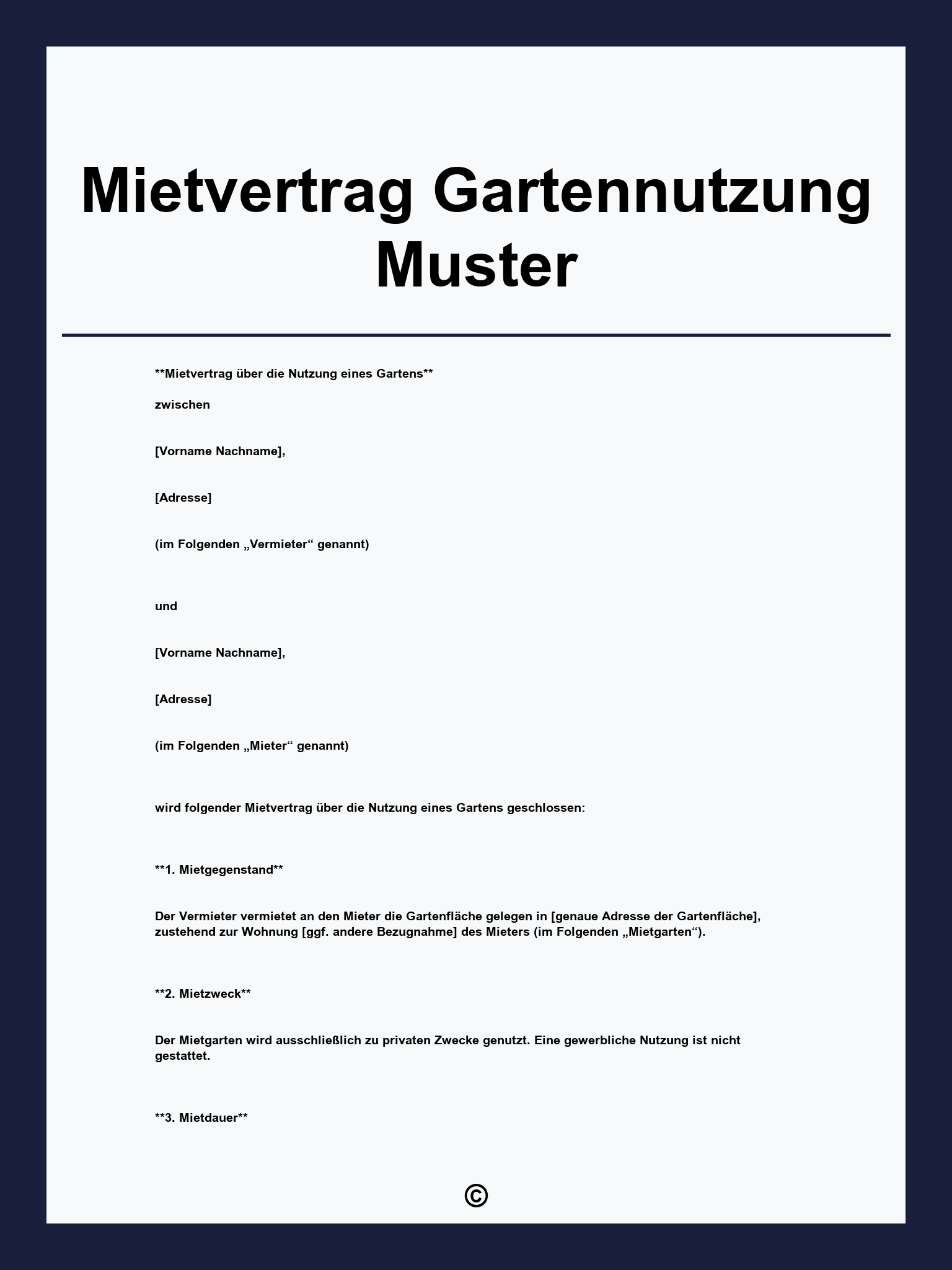 Gartennutzung Im Mietvertrag