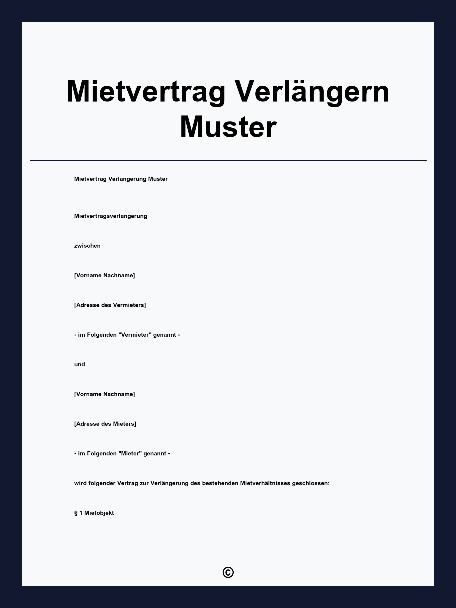 Mietvertrag Verlängern Muster