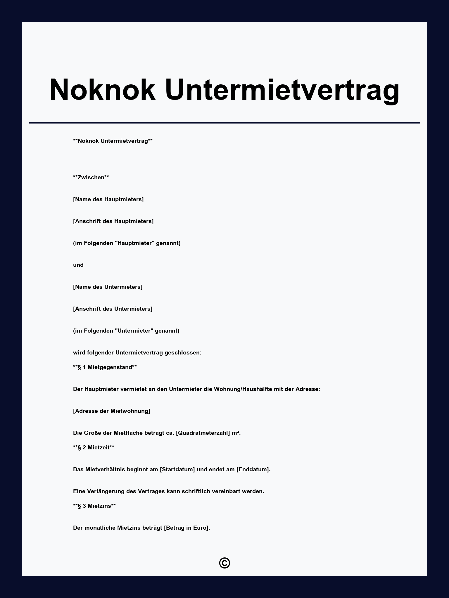 Noknok Untermietvertrag