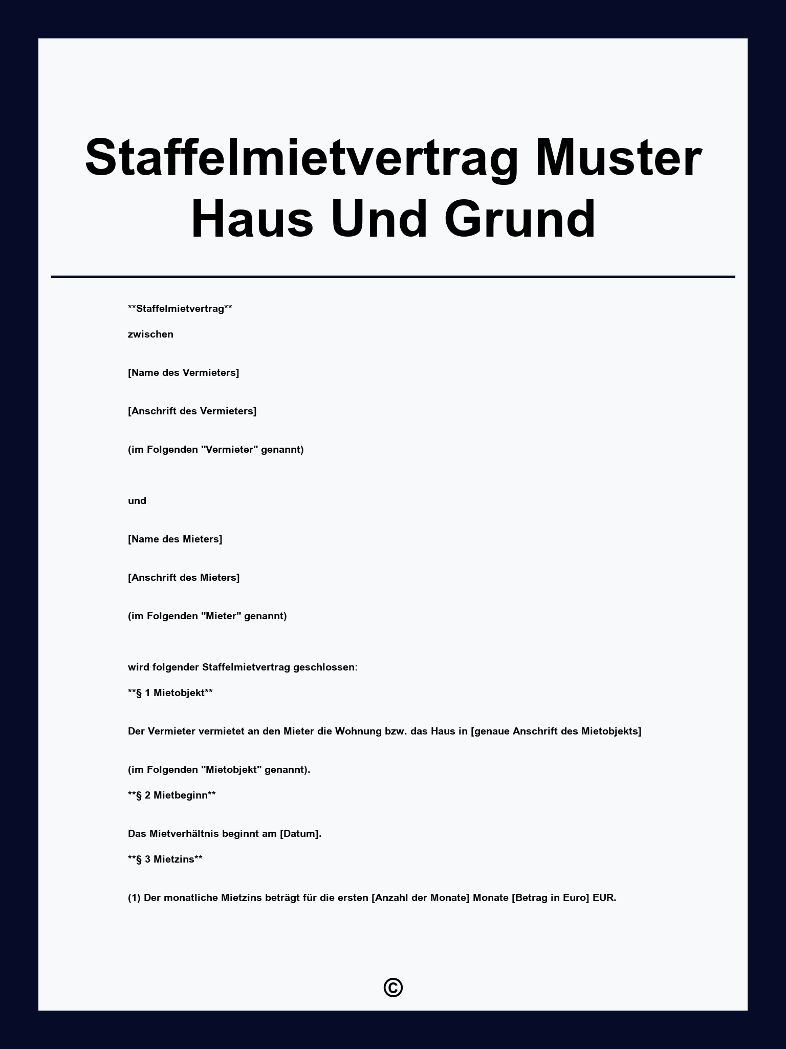 Staffelmietvertrag Muster Haus Und Grund