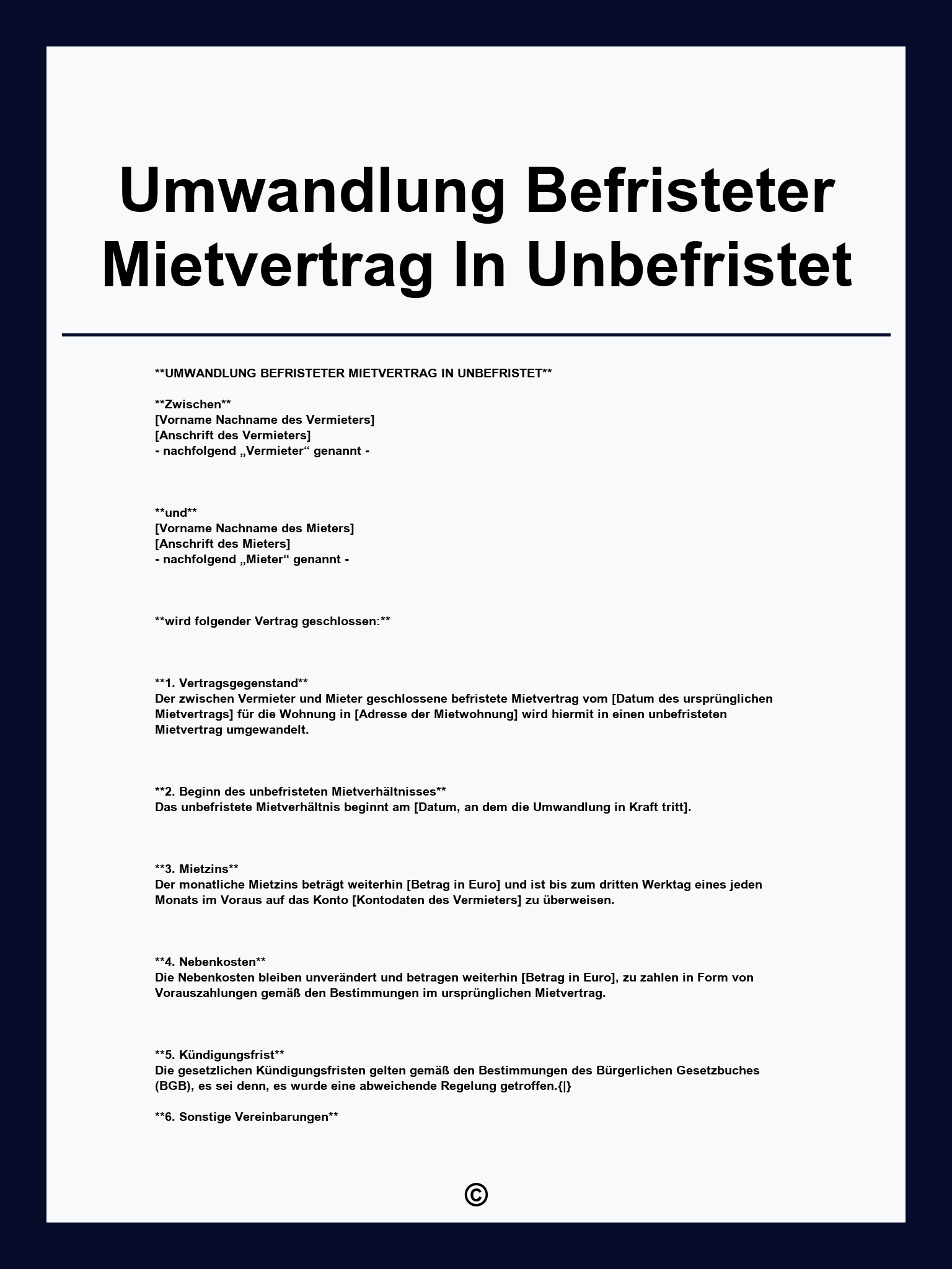Umwandlung Befristeter Mietvertrag In Unbefristet
