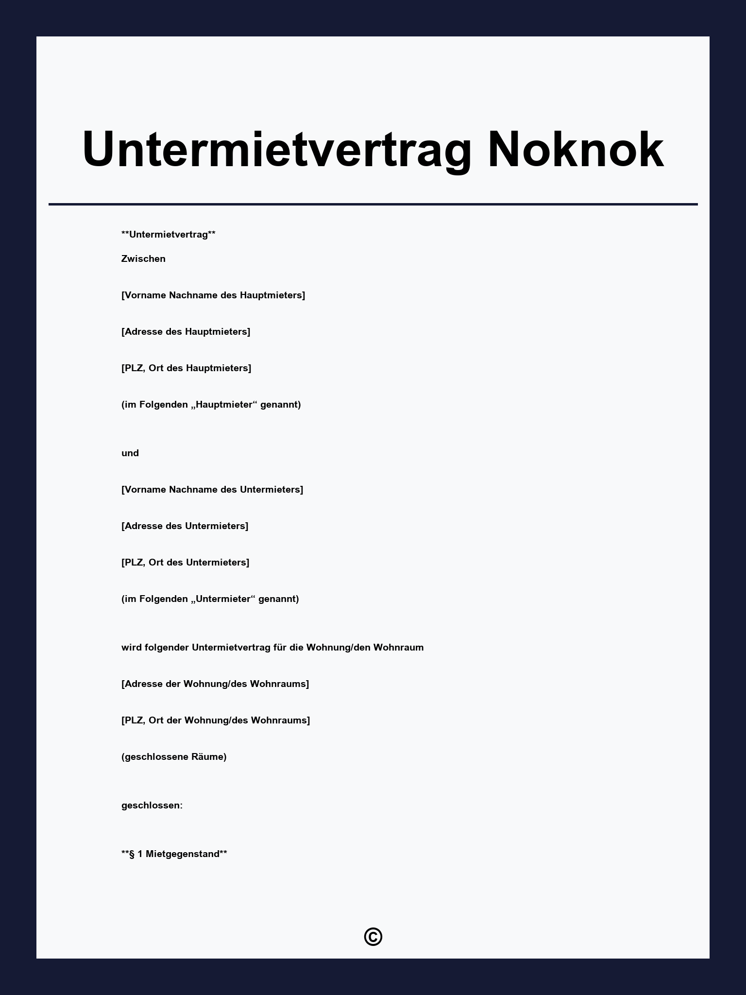 Untermietvertrag Noknok