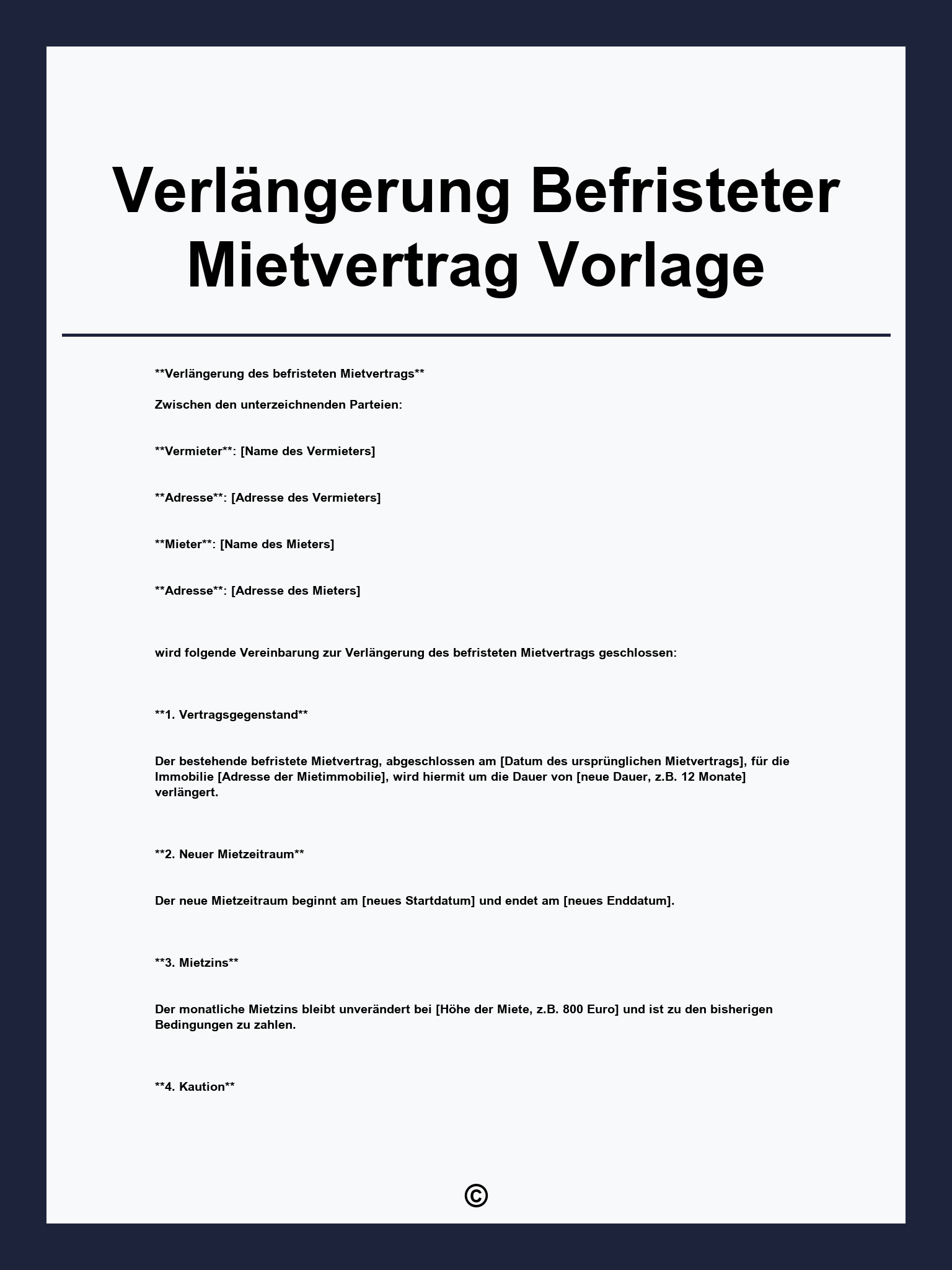 Verlängerung Befristeter Mietvertrag Vorlage